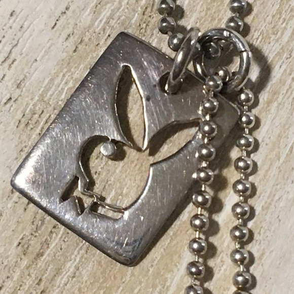 AUTHENTIC VERY HTF PLAYBOY STERLING BUNNY & HUGH HEFNER DOG TAG NECKLACE 17.5" - Picture 11 of 14